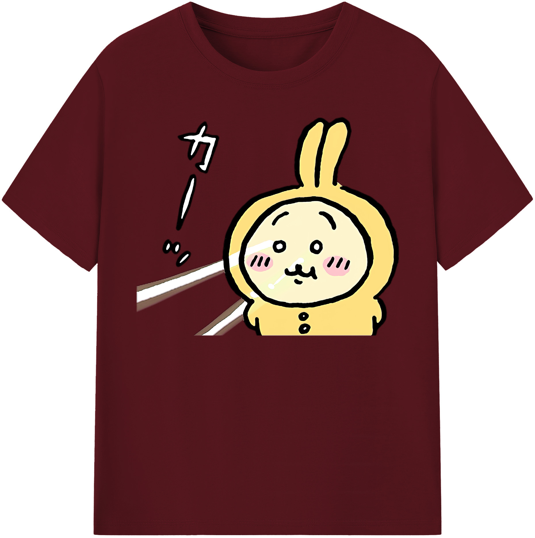 （画像用） ちいかわ うさぎ Chii-kawa usagi 綿100％半袖Tシャツ（フロントプリント）